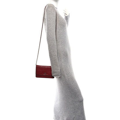 Chanel Lambskin Camellia Embossed Wallet on Chain WOC Red 2 of 11