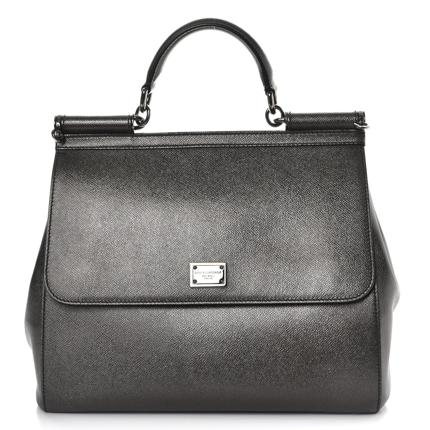 Metallic Dauphine Large Miss Sicily Satchel Gunmetal
