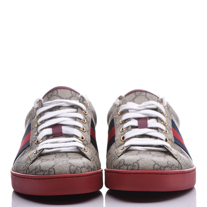 Gucci GG Supreme Monogram Mens New Ace Low-Top Sneaker 8.5 Beige Red 2 of 9