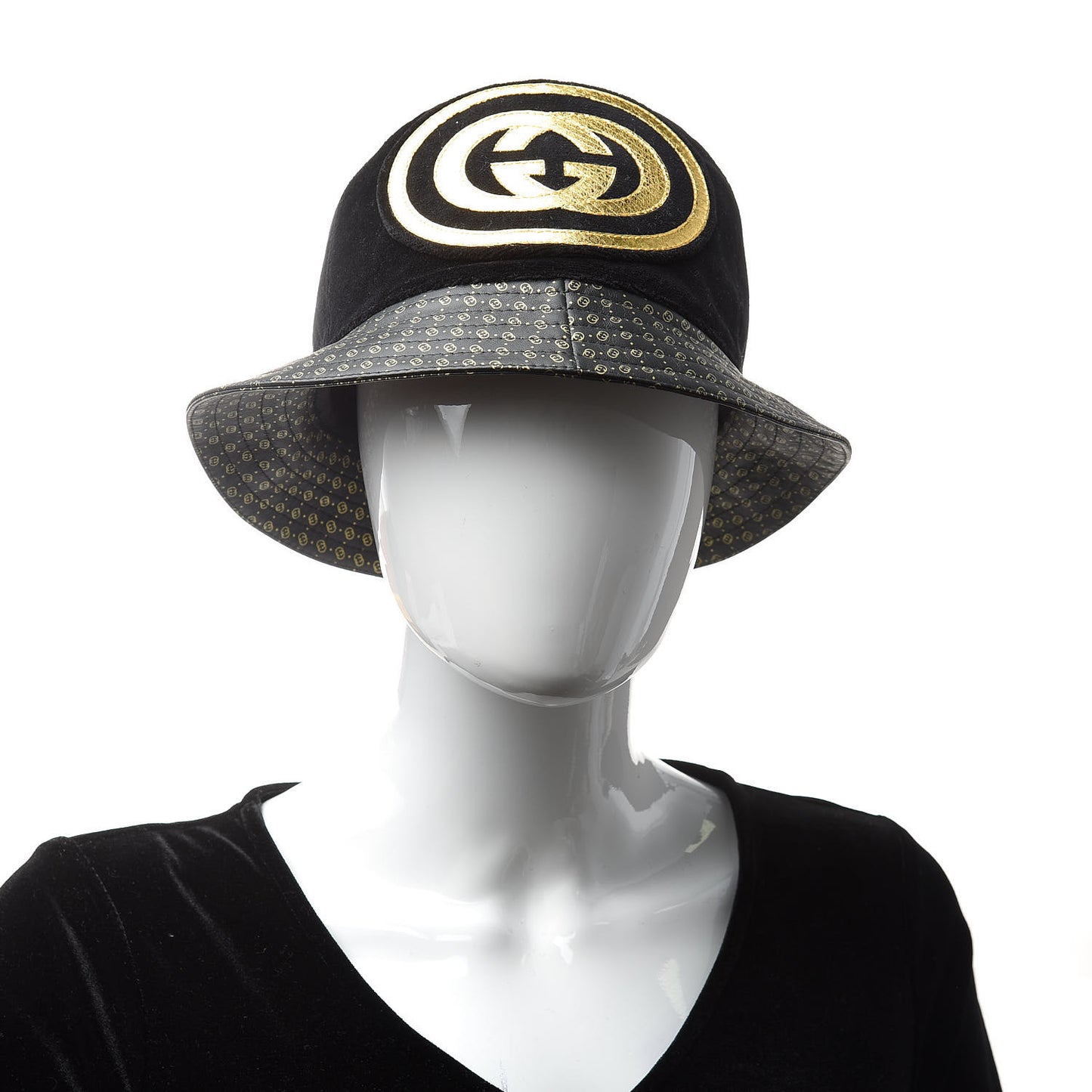 X DAPPER DAN Velvet Nappa Ayers GG Micro Monogram Fedora S Black