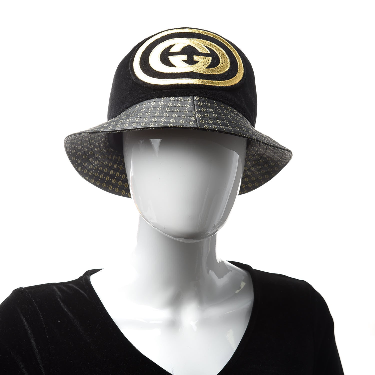 Gucci X DAPPER DAN Velvet Nappa Ayers GG Micro Monogram Fedora S Black 2 of 6