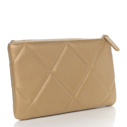 Chanel Shiny Goatskin Quilted Small Chanel 19 Pouch Gold 3 of 7