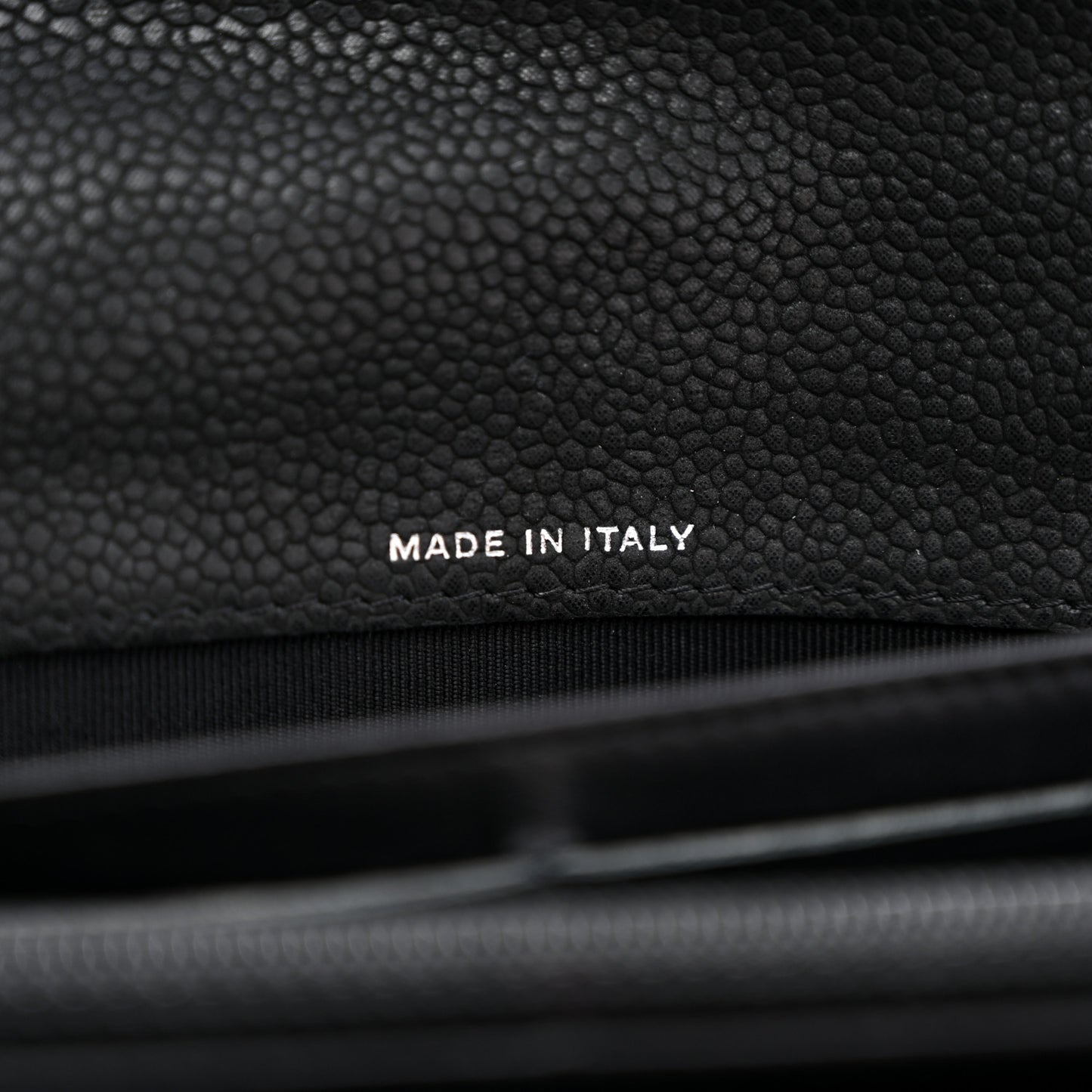 Iridescent Caviar Quilted Large Flap Wallet Black