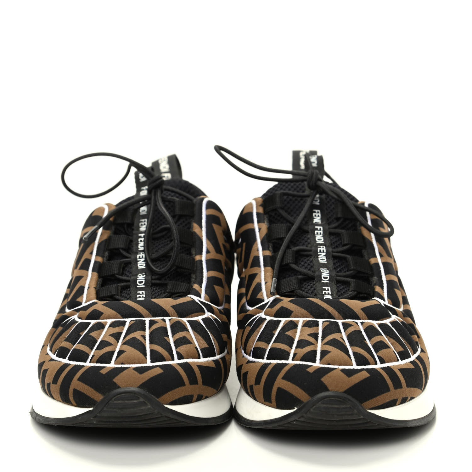 Fendi Stretch Fabric FFreedom Sneakers 36.5 Tobacco Black White 2 of 11