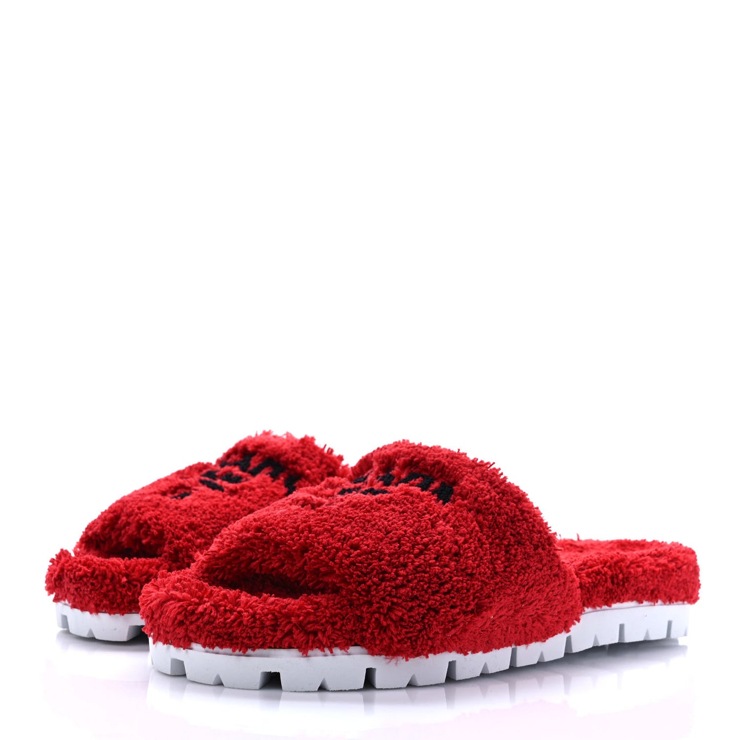 Terry Cloth Logo Lug Sole 20mm Slide Sandals 40 Rosso Black