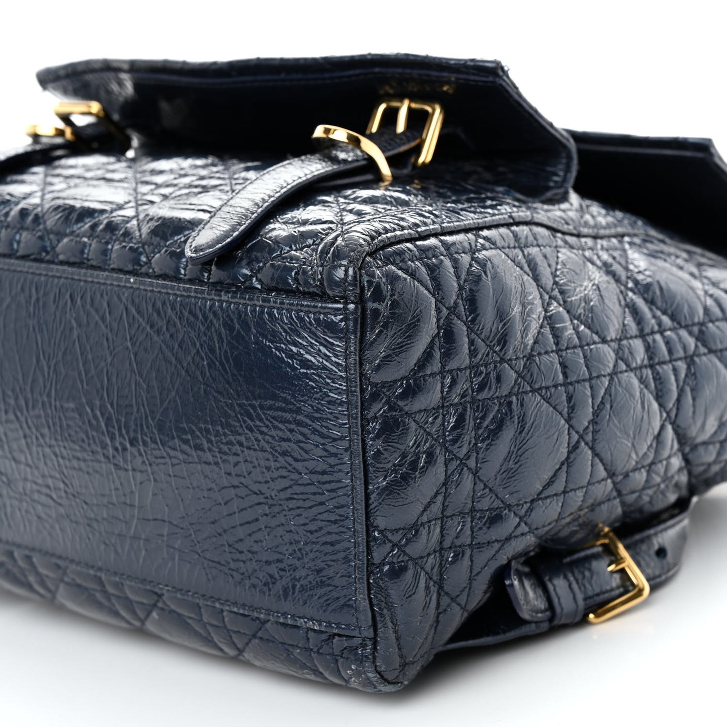 Ceramic Effect Deerskin Cannage Large Stardust Backpack Navy Blue