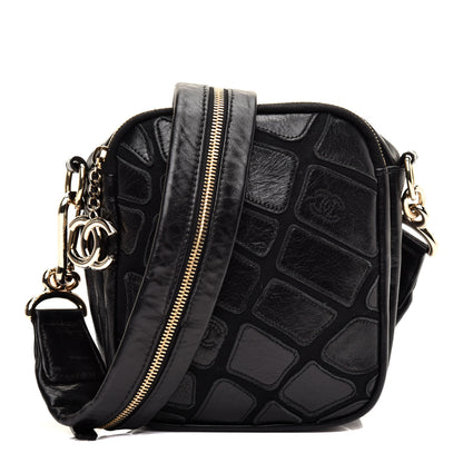 Chanel Lambskin Jersey Scales Zipper Shoulder Bag Black 1 of 10