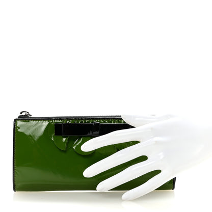 Miu Miu Patent Bow Flap Wallet Green Black 2 of 7
