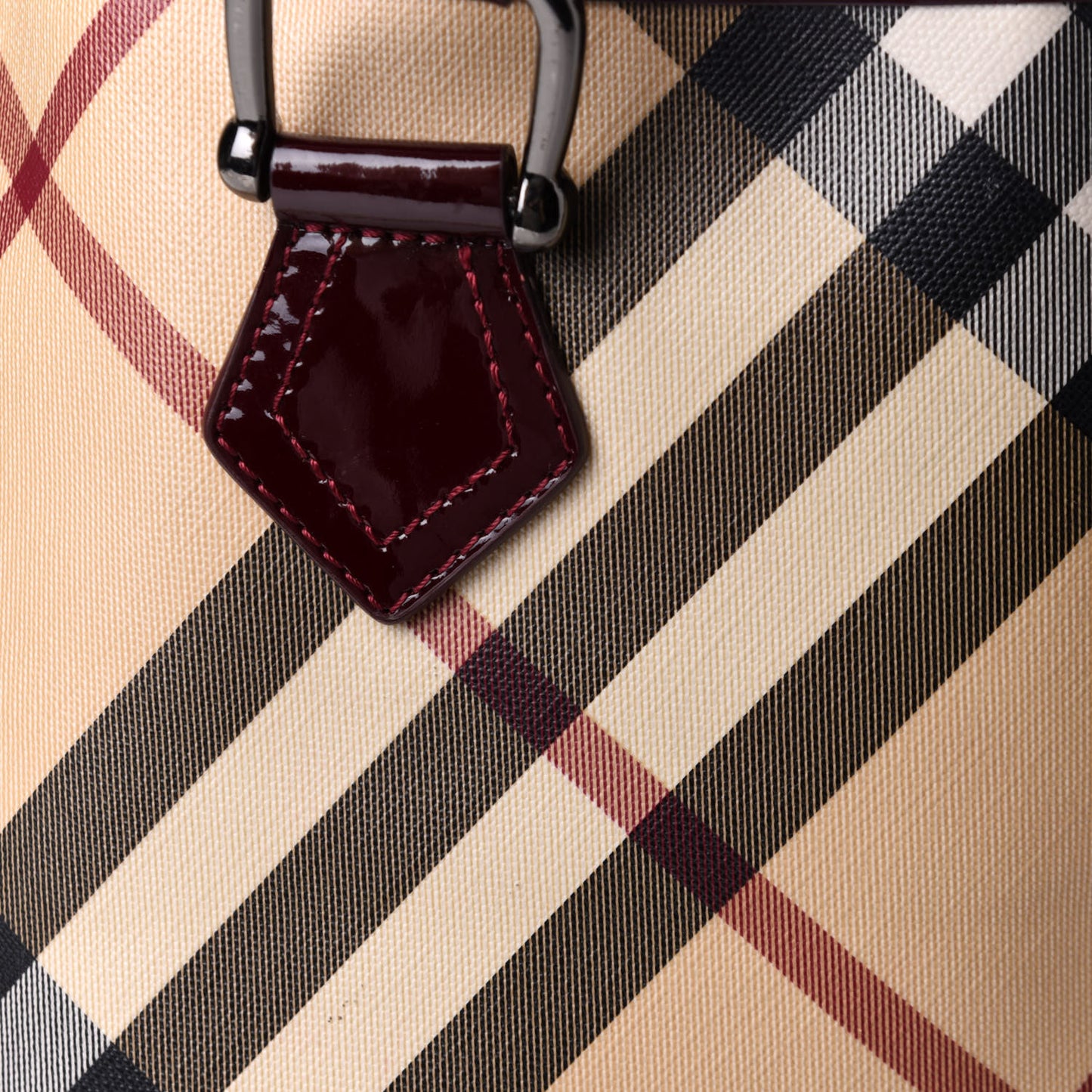 Patent Trim Nova Check Medium Shopper Tote Red