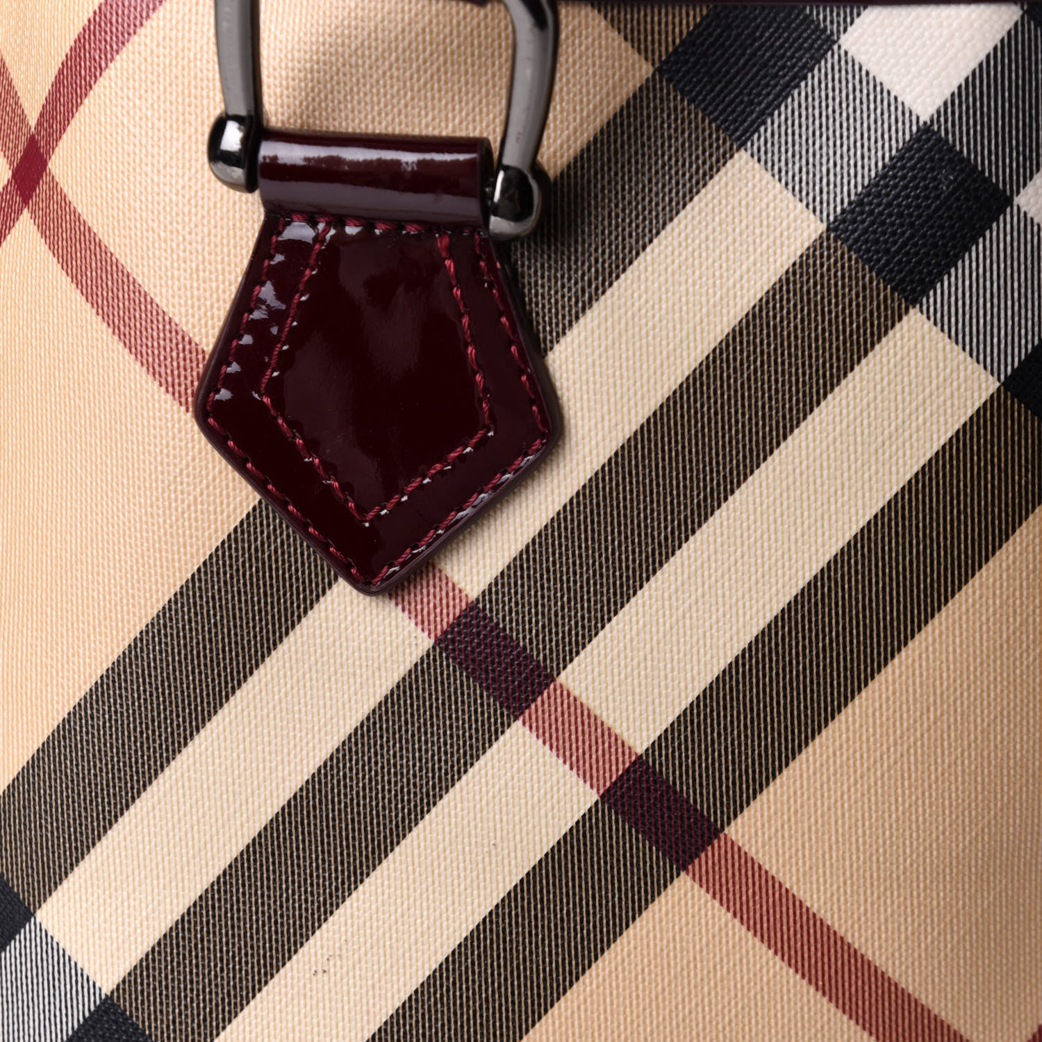 Burberry Patent Trim Nova Check Medium Shopper Tote Red 11 of 12