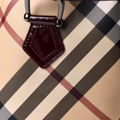Burberry Patent Trim Nova Check Medium Shopper Tote Red 11 of 12