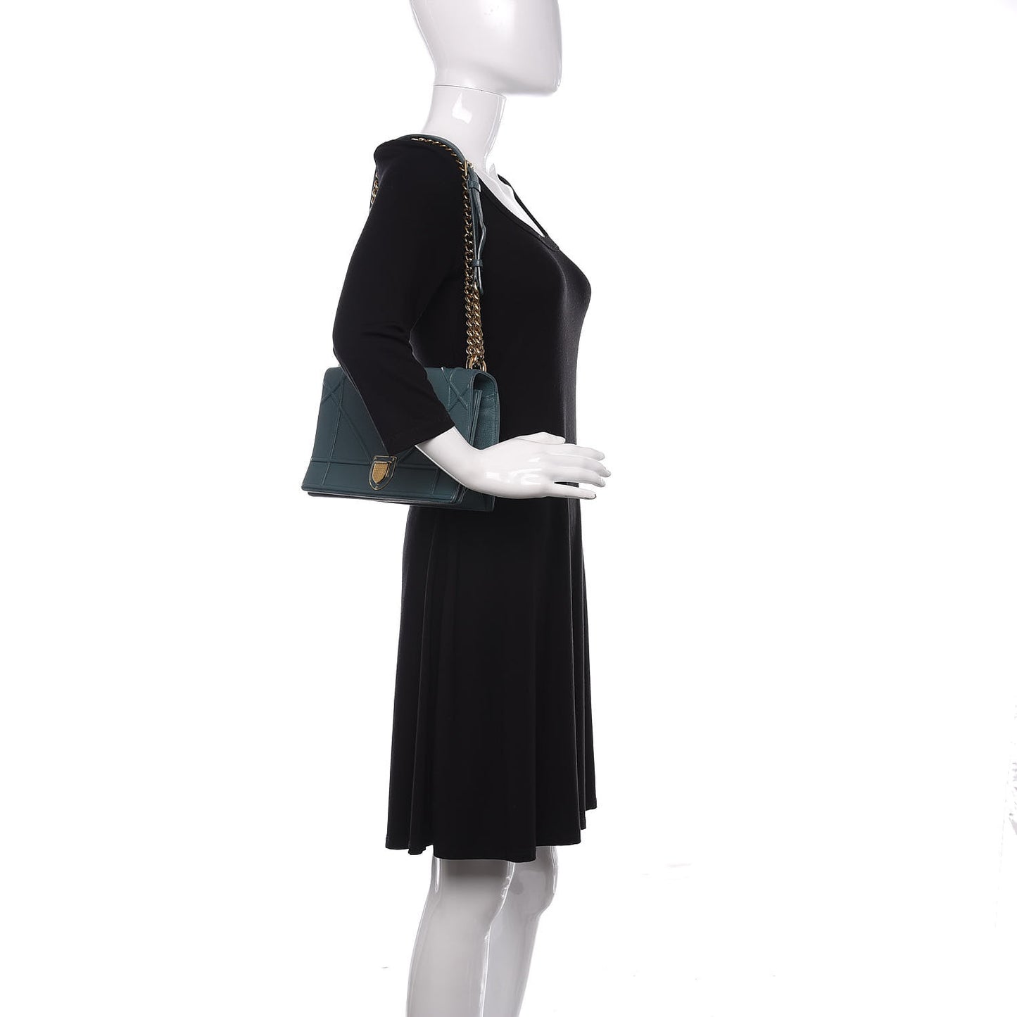 Grained Calfskin Medium Diorama Flap Bag Agave Green