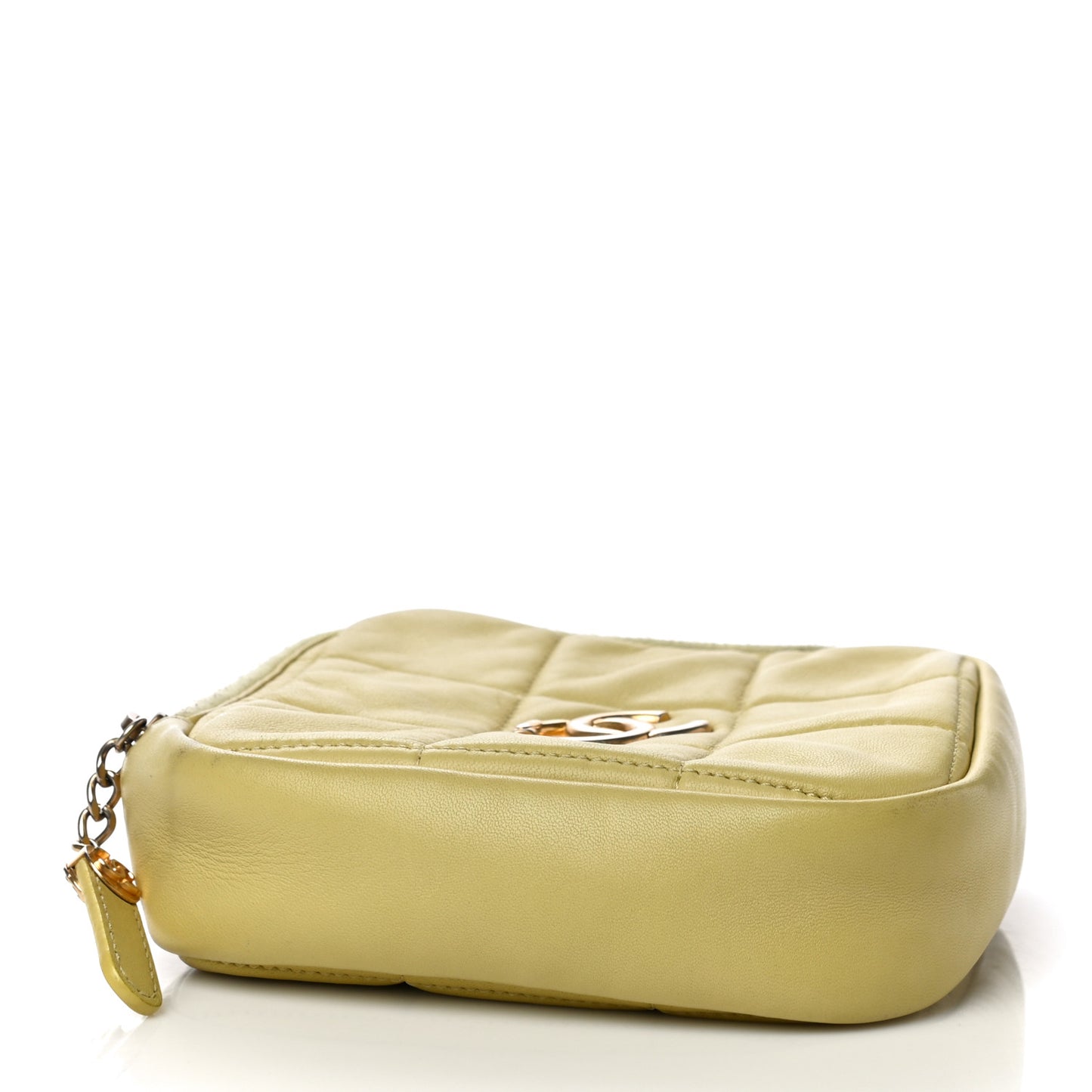 Lambskin Quilted Diamond Clutch With Chain Light Green