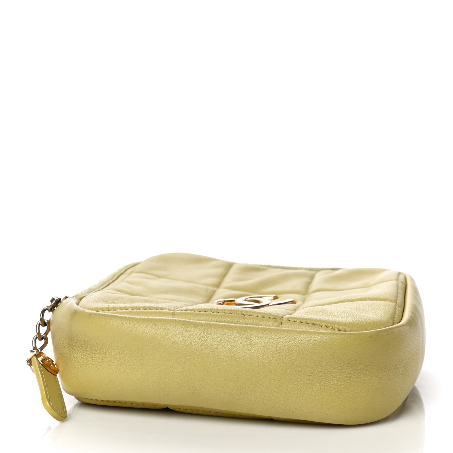 Chanel Lambskin Quilted Diamond Clutch With Chain Light Green 4 of 18
