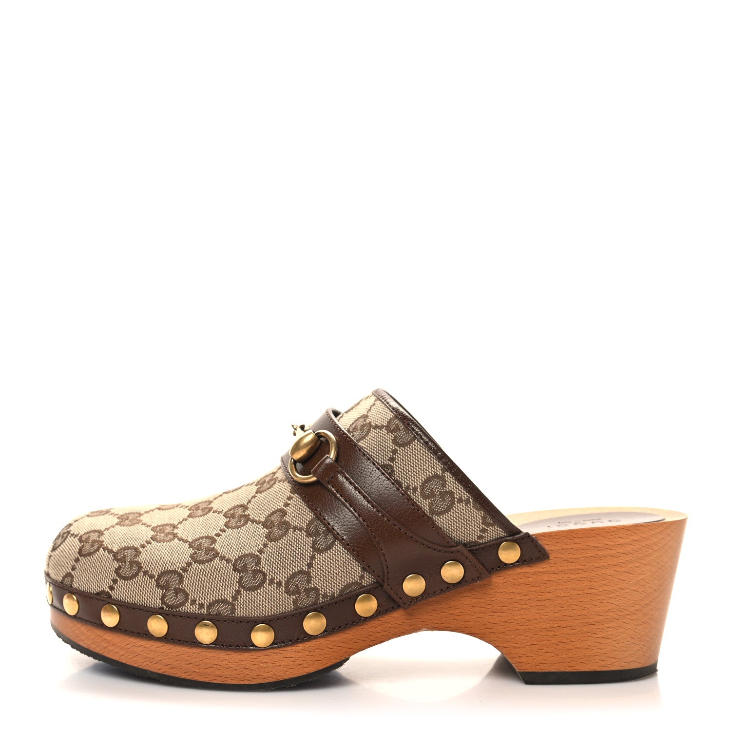 Gucci Monogram Goatskin Horsebit Clog Mules 40.5 Beige Ebony Brown Sugar 1 of 10