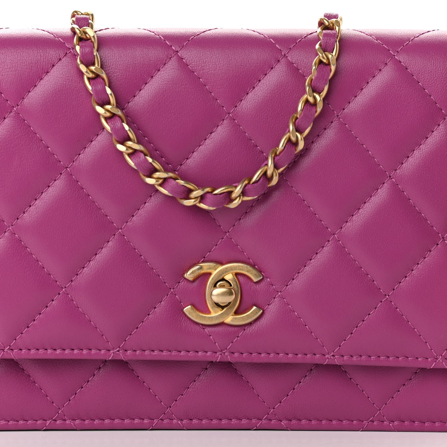 Chanel Lambskin Quilted Pearl Crush Wallet on Chain WOC Pink 8 of 11