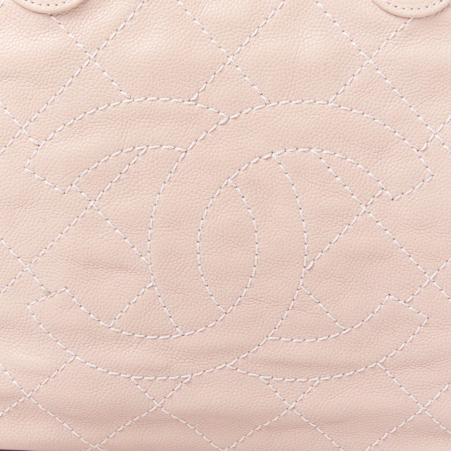 Grained Calfskin Quilted Small Daily Shopping Tote Light Pink