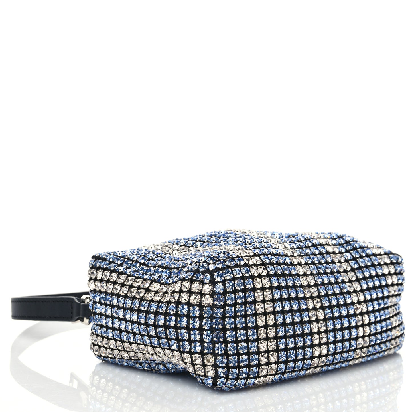 Mesh Crystal Rhinestone Mini Heiress Pouch Blue Light