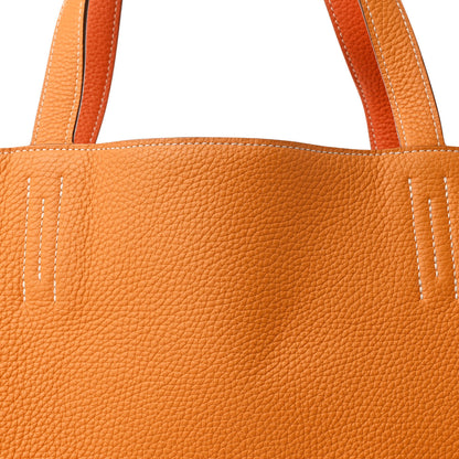 Hermes Taurillon Clemence Double Sens 36 Reversible Tote Moutarde Orange 12 of 17