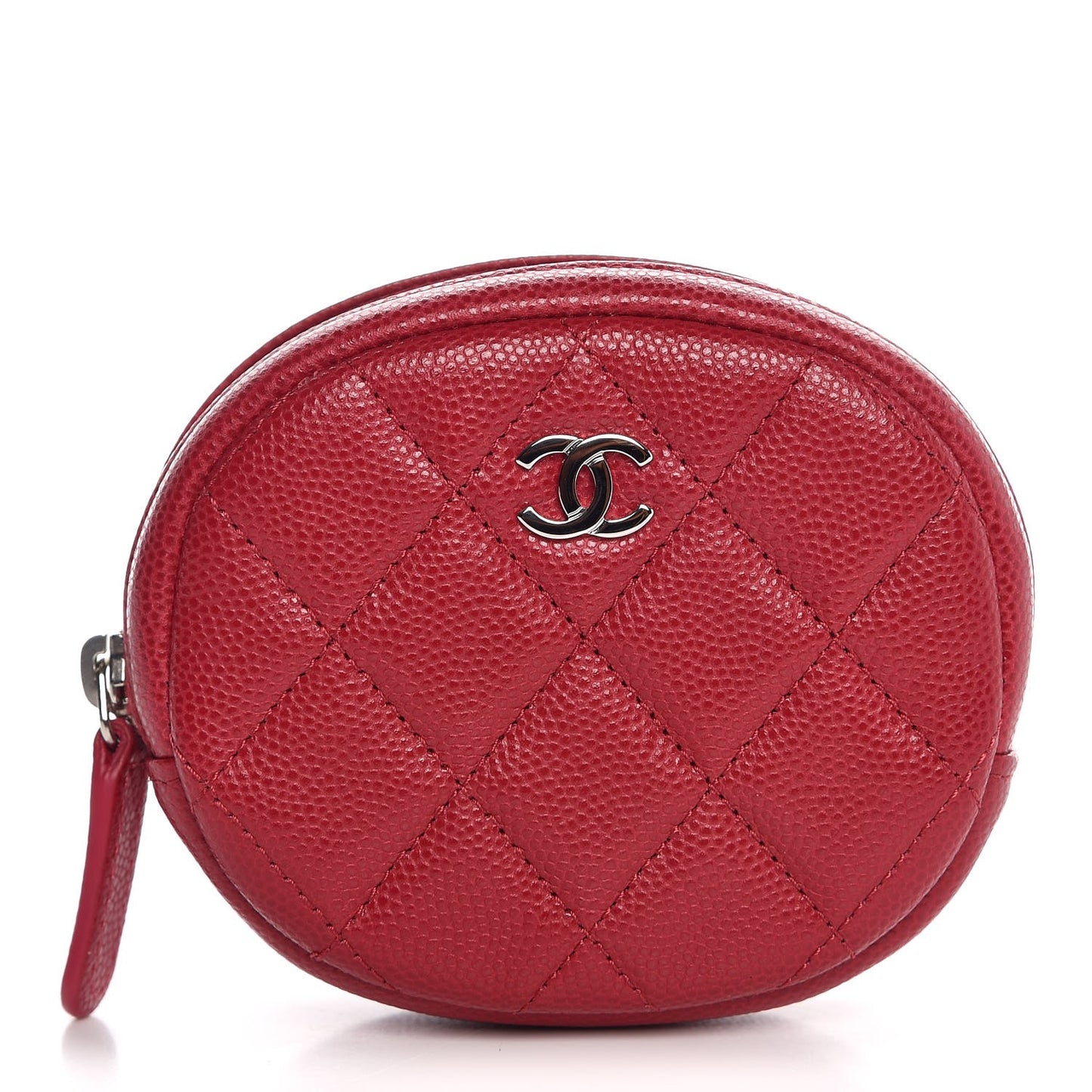 Caviar Quilted Zip Around Classic Coin Purse Dark Pink