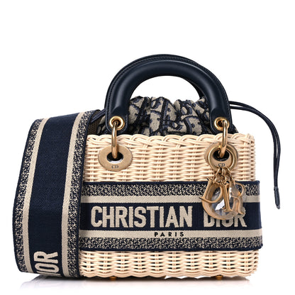 Christian Dior Wicker Oblique Mini Lady Dior Bag Blue 1 of 9