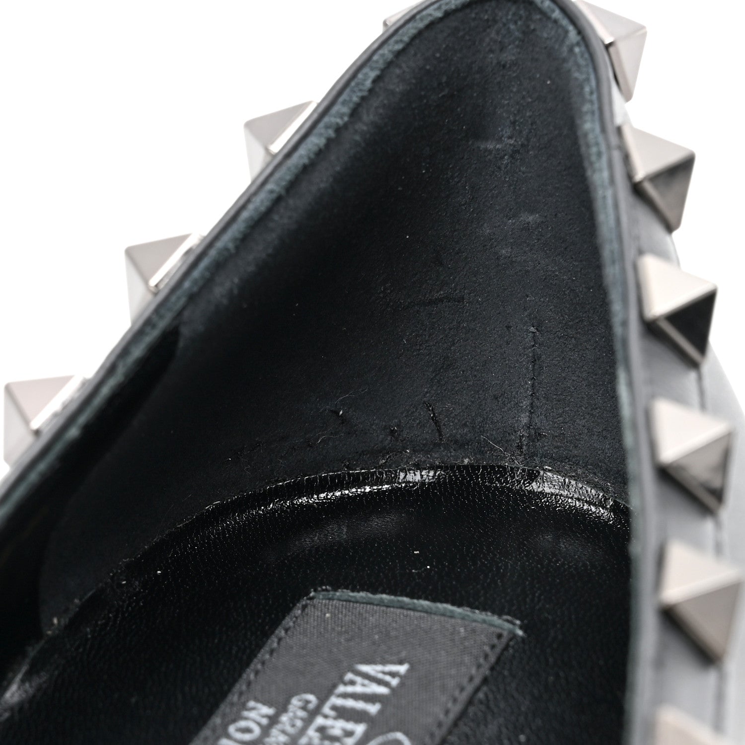 Valentino Garavani Calfskin Lacquered Monochrome Rockstud Ballerina Flats 39 Black 10 of 11