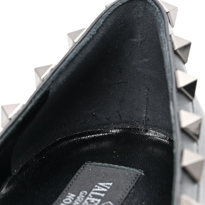 Valentino Garavani Calfskin Lacquered Monochrome Rockstud Ballerina Flats 39 Black 10 of 11