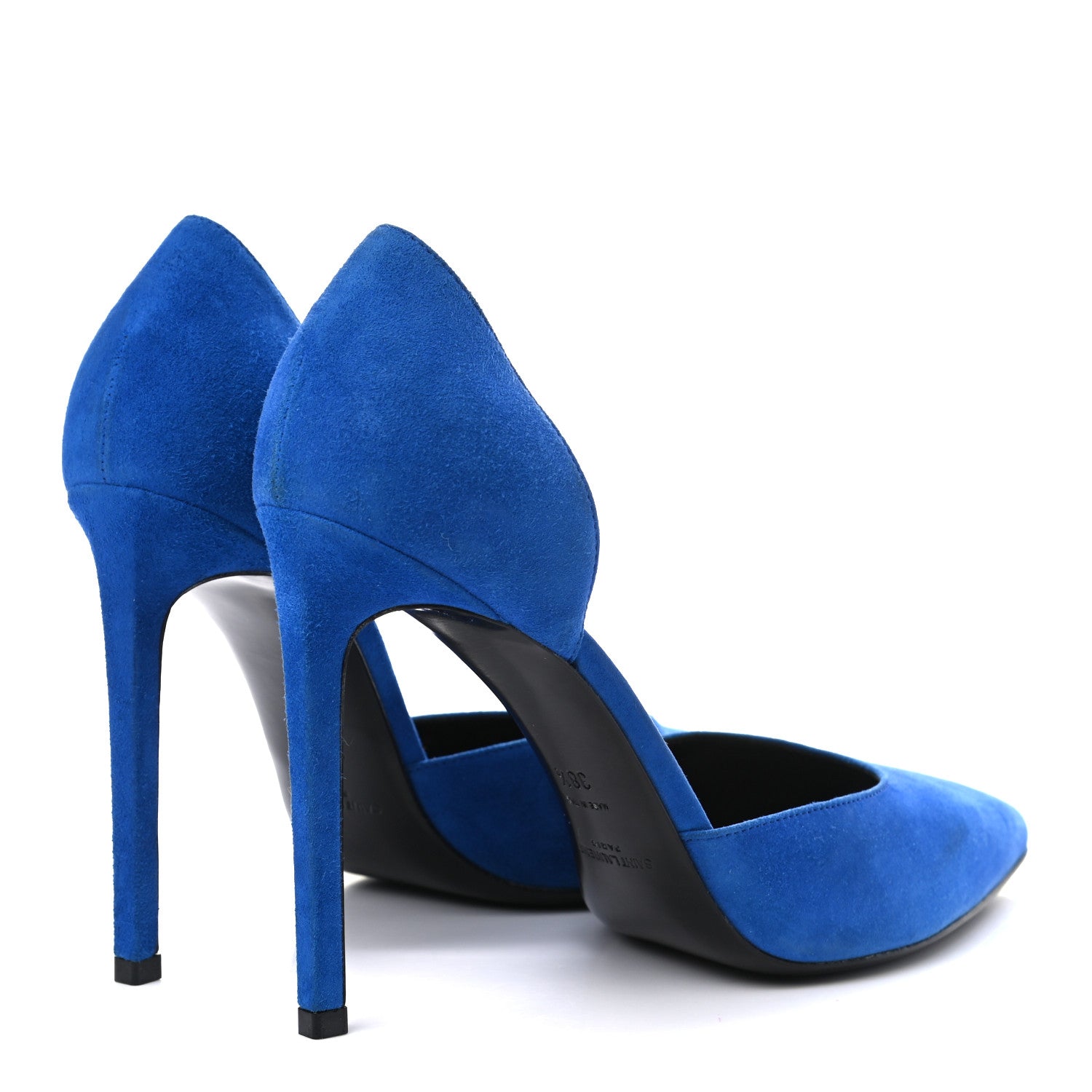Saint Laurent Kid Scamosciato Classic Paris 80 Skinny Pumps 38.5 Blue 4 of 10