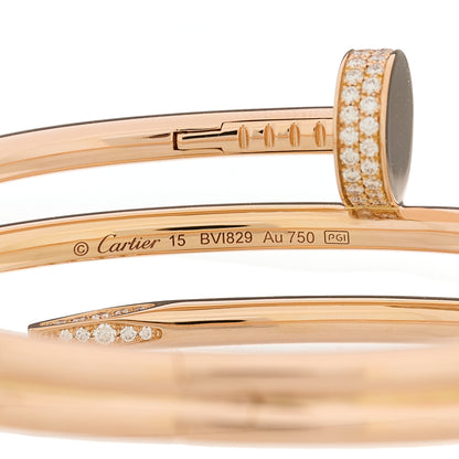 Cartier 18K Pink Gold Diamond Double Wrap Juste Un Clou Bracelet 15 4 of 5