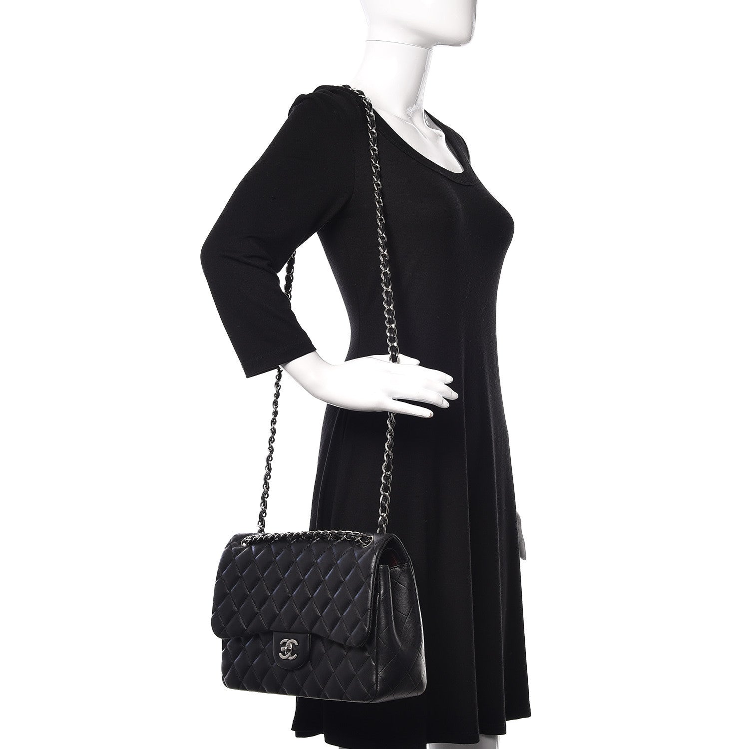 Chanel Lambskin Quilted Jumbo Double Flap Black 2 of 16