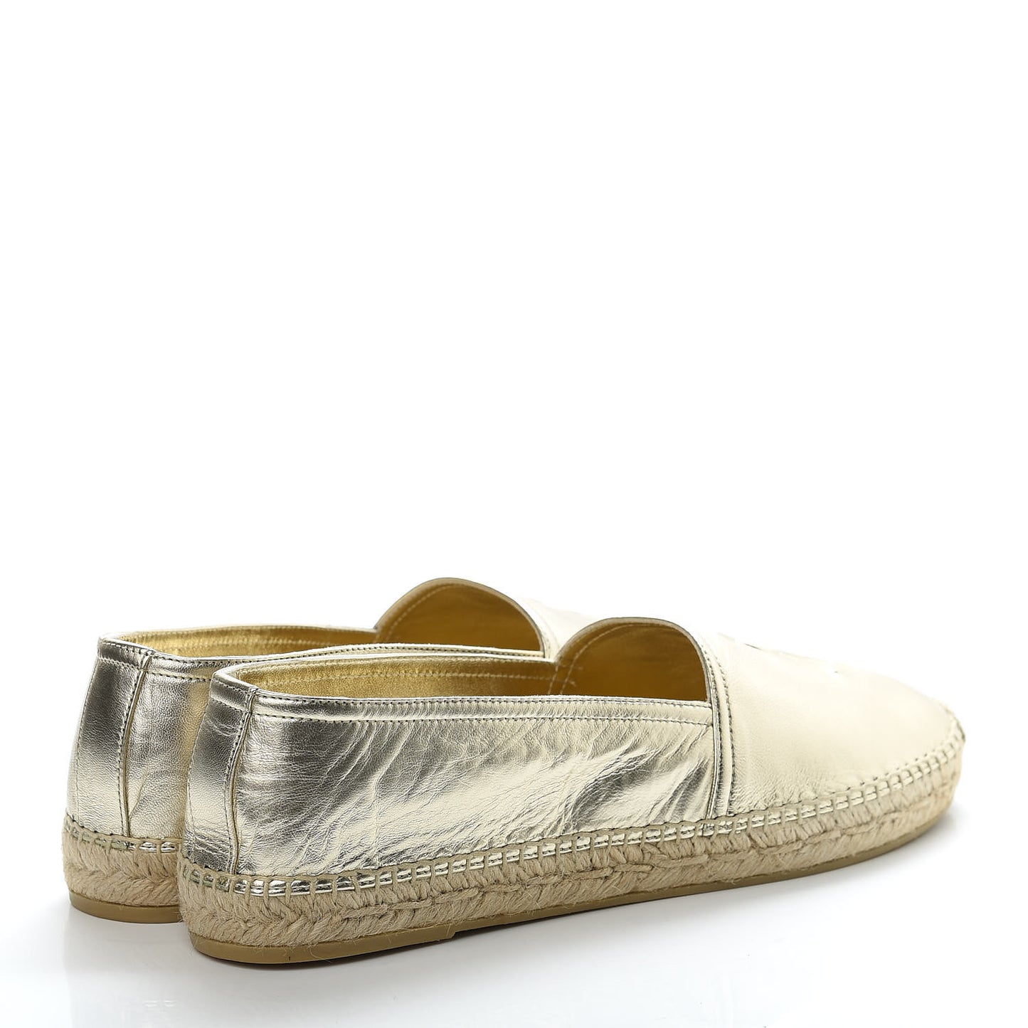 Metallic Lambskin Monogram Espadrilles 42 Gold