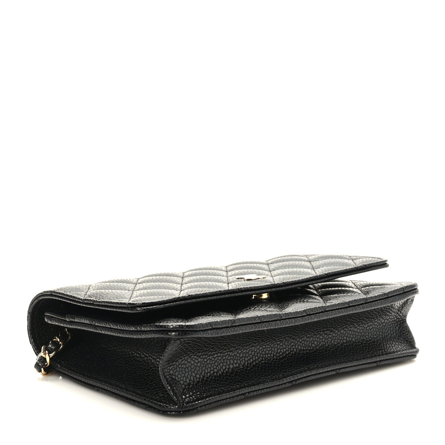 Lambskin Quilted Wallet On Chain WOC Black