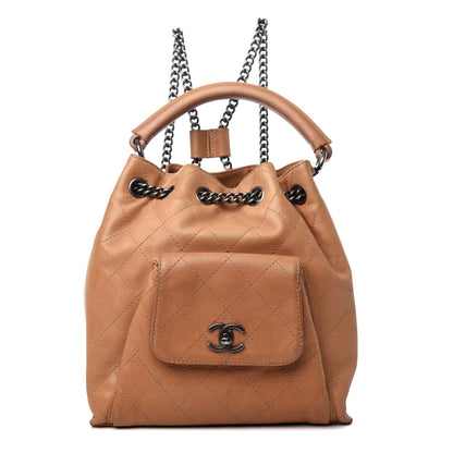 Chanel Calfskin Stitched Medium Urban Luxury Drawstring Backpack Beige 1 of 9