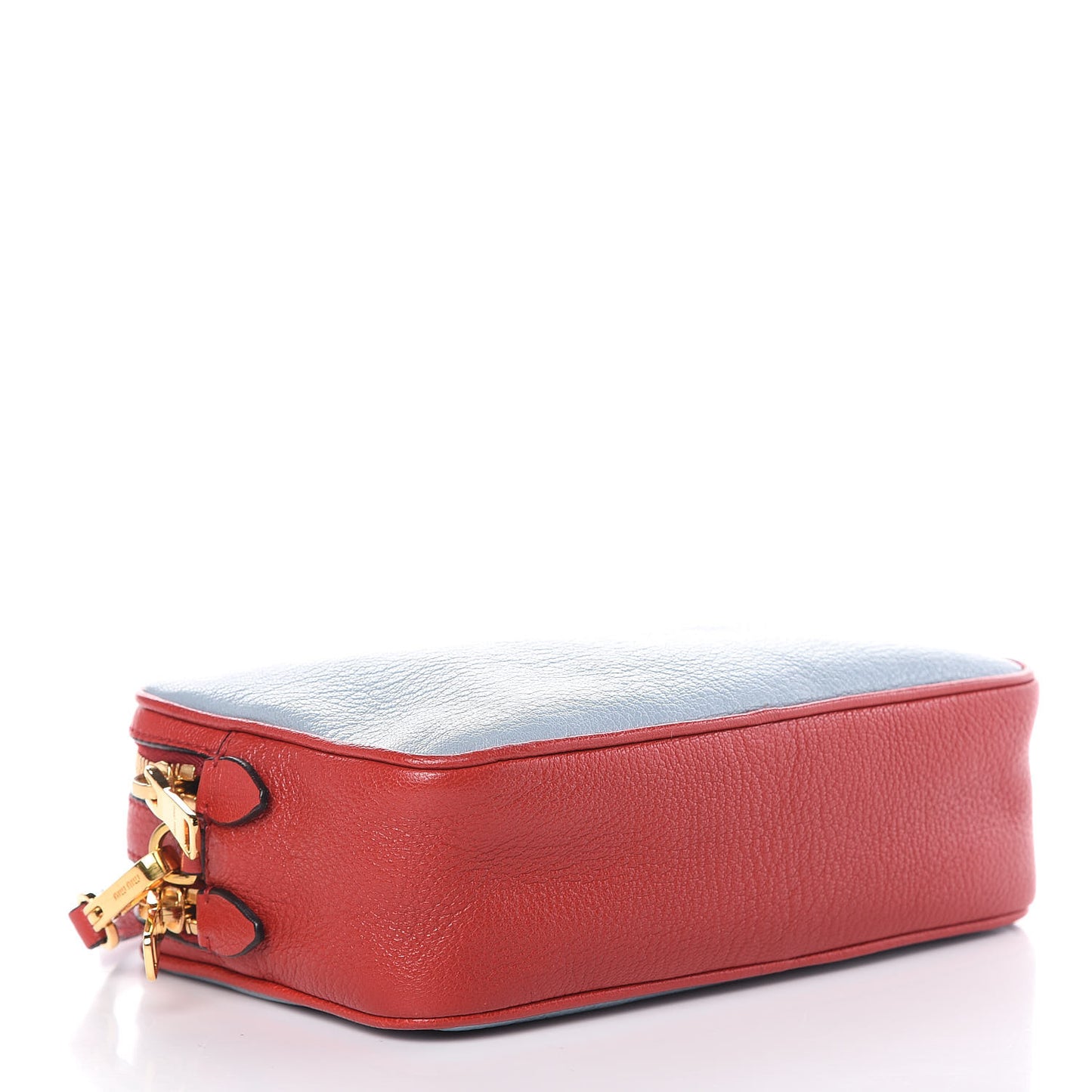 Goatskin Madras Double Zip Crossbody Bag Rosso Cielo