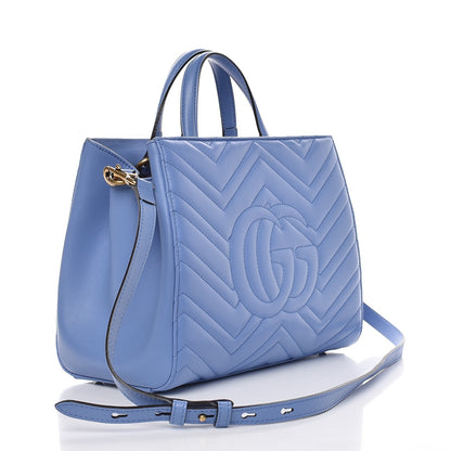 Gucci Calfskin Matelasse Small GG Marmont Tote Clear Sky Blue 3 of 7