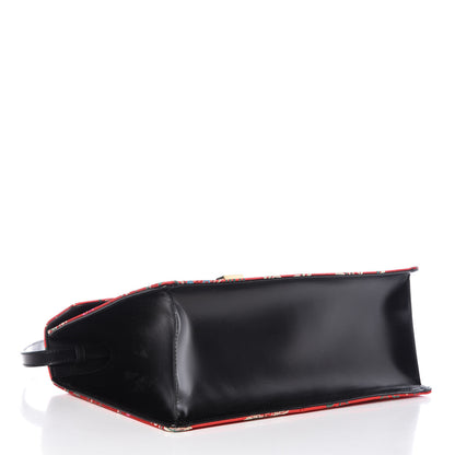 Gucci Jacquard Floral Medium Sylvie Top Handle Bag Red Multicolor Black 4 of 14