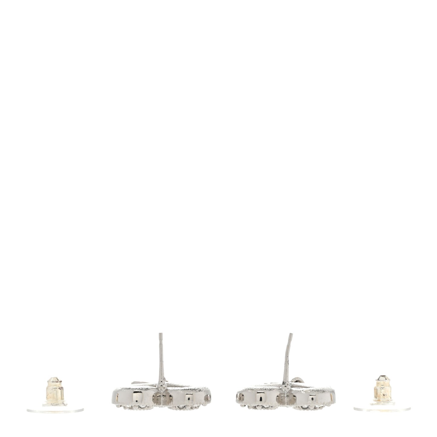 Crystal CC Heart Drop Earrings Silver