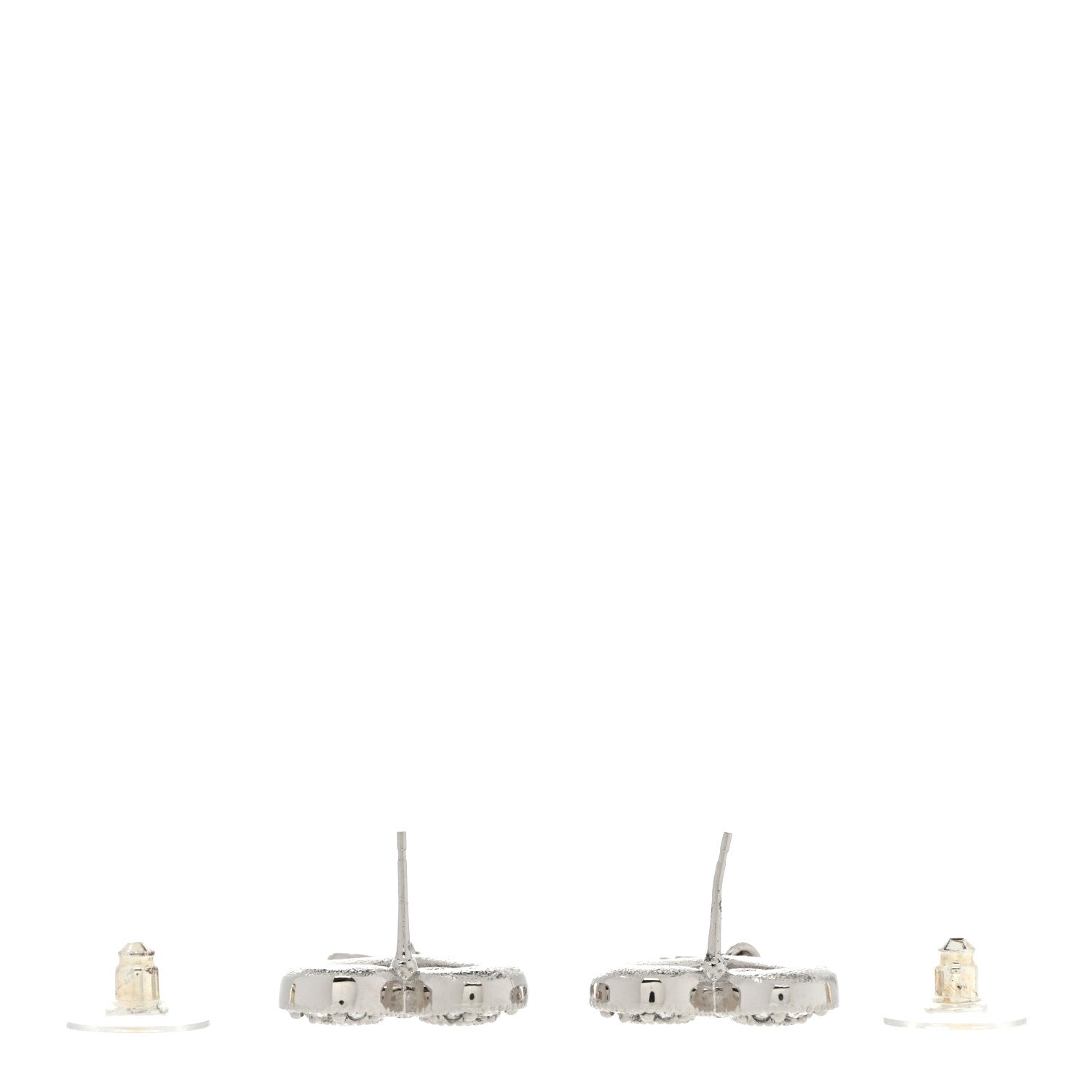 Chanel Crystal CC Heart Drop Earrings Silver 3 of 4