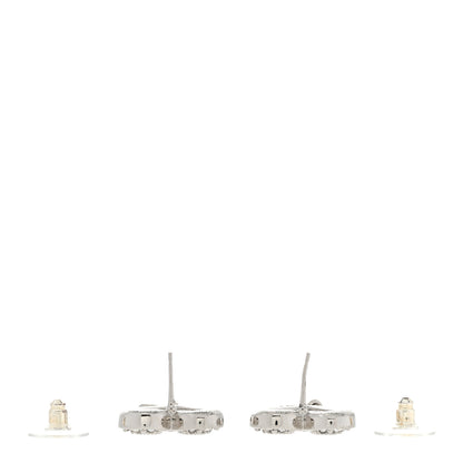 Chanel Crystal CC Heart Drop Earrings Silver 3 of 4