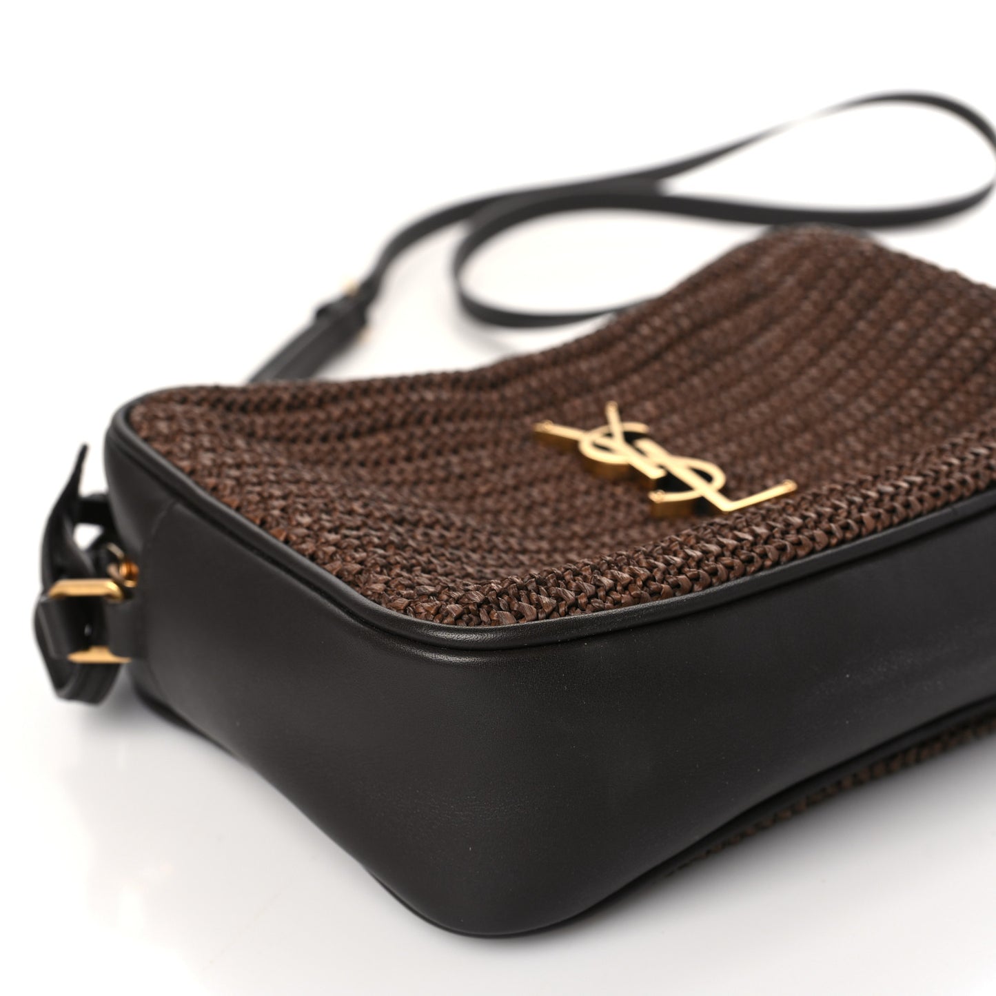 Raffia Canvas Monogram Lou Camera Bag Dark Chocolate