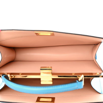 Fendi Vitello King Luxor Shiny Nappa Medium Peekaboo I SEE U East West Satchel Cyber Blue Light Rose 5 of 13