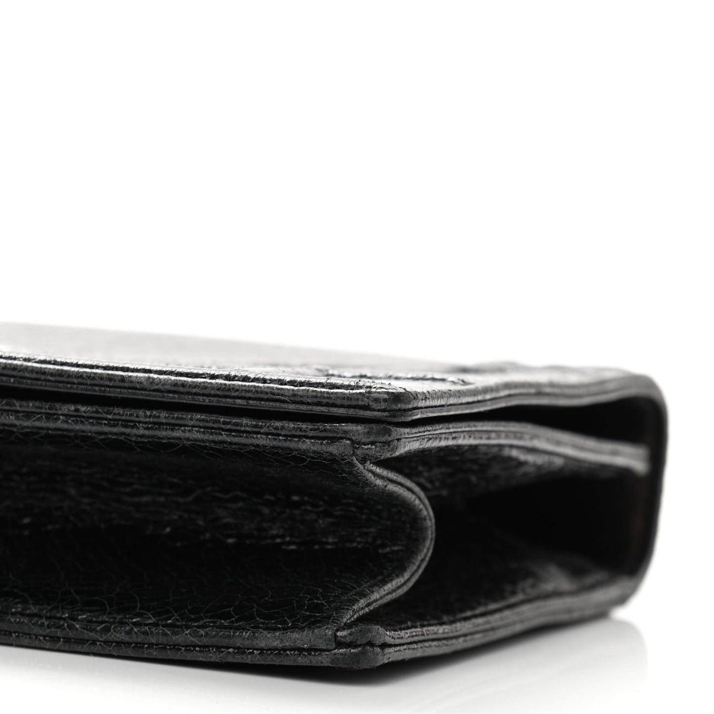 Crackled Deerskin Medium Diorama Flap Bag Black