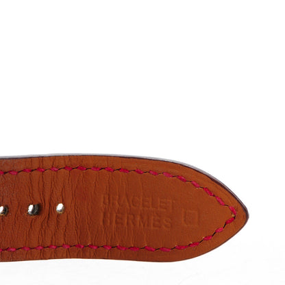 Hermes Stainless Steel Alligator Diamond 26mm Heure H Hour Quartz Watch Rouge Casaque 4 of 8