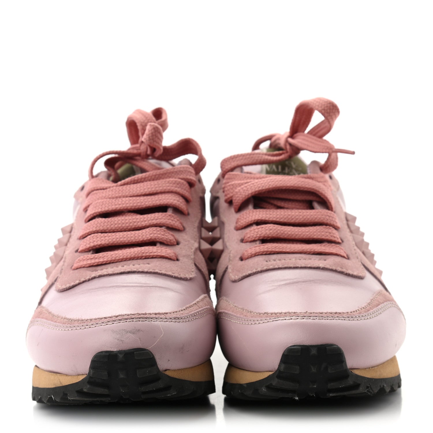 Valentino Garavani Calfskin Suede Rockstud Sneakers 35.5 Pink 2 of 7