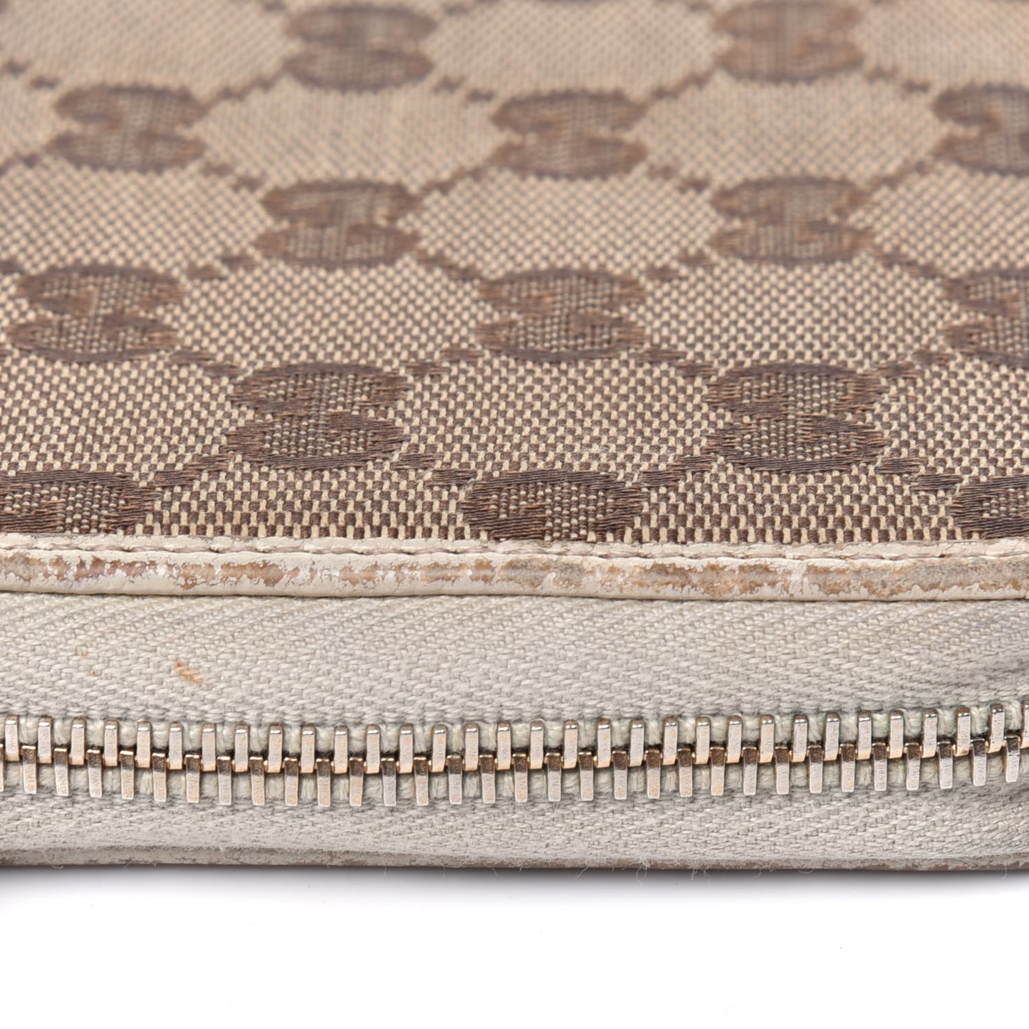 Monogram Metal Bar Zip Around Wallet Beige Ebony Off White