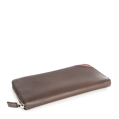 Prada Saffiano Large Zip Around Travel Wallet Brown 4 of 5