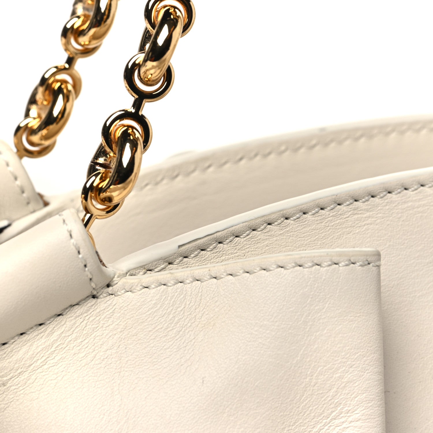 Loewe Shiny Nappa Calfskin Small Paseo Bag With Chain Soft White 10 of 10