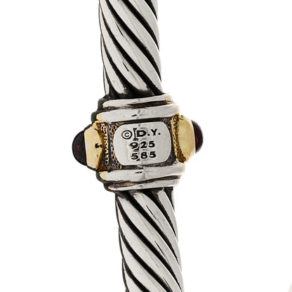 David Yurman Sterling Silver 14K Yellow Gold Citrine Rhodolite Garnet 5mm Cable Renaissance Station Bracelet 4 of 4