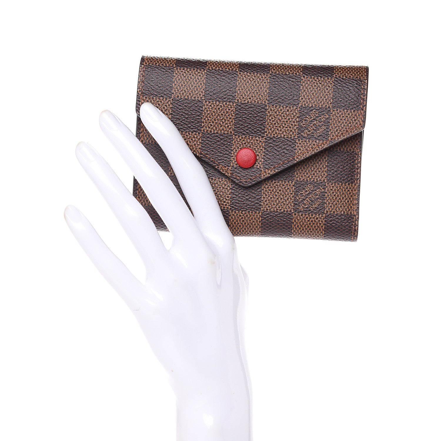 Louis Vuitton Damier Ebene Victorine Wallet Red 2 of 7