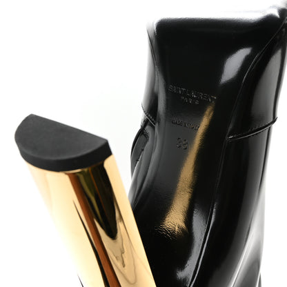 Saint Laurent Glazed Calfskin Auteuil 105mm Zip Boots 38 Black 7 of 9